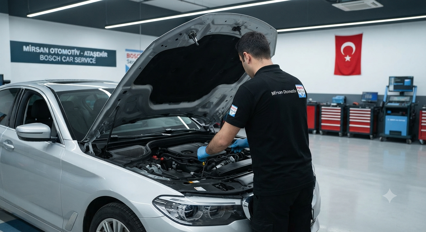 Mirsan Otomotiv Bosch Car Service Ataşehir merkezinde modern araçlar için gerçekleştirilen kapsamlı periyodik araç bakım ve kontrol hizmetleri